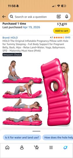 HOLO Original Inflatable Pregnancy Pillow – Pink – NEVER USED
