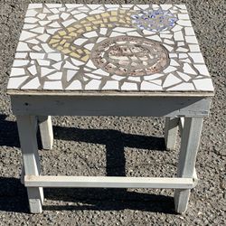 Outdoor, Patio, Sunroom, Wood Table With Ceramic Tile Top, Side, End Tabled