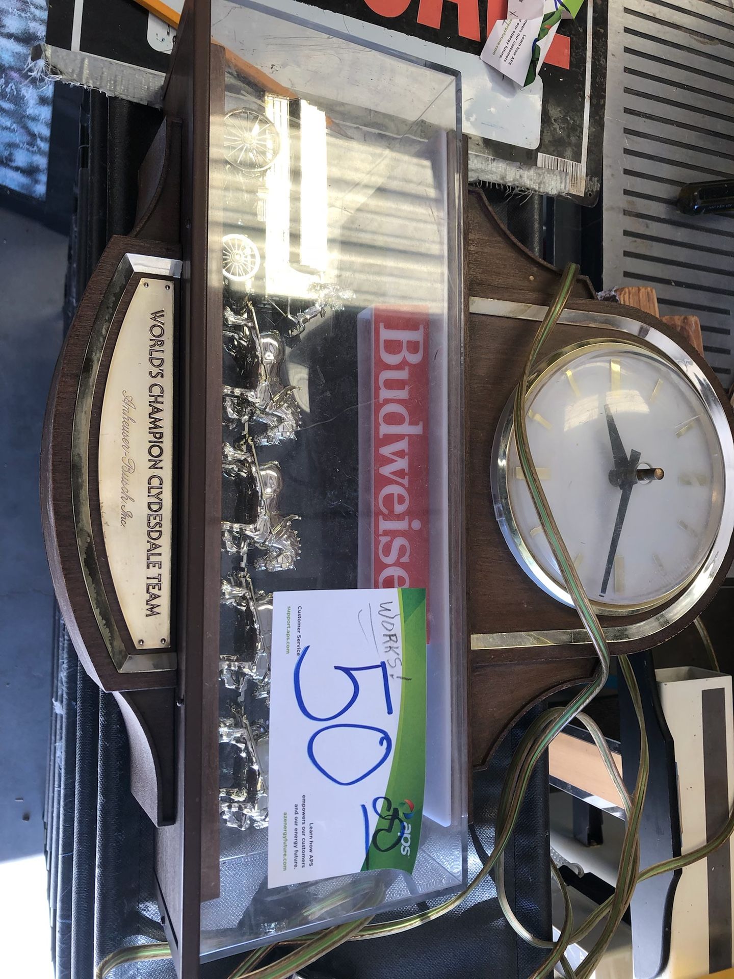Vintage Budweiser Clock Works Good $50