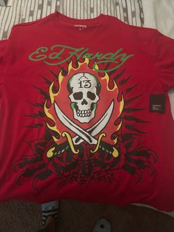 Ed Hardy men’s red skull graphic t-shirt (Large)
