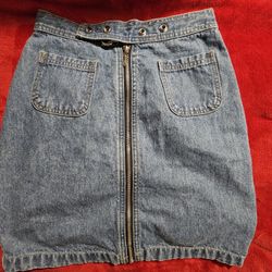 Size 4 Denim Skirt With Zipper/Buckle
