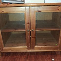 Wood Cabinet with Glass Doors