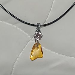 amber and pink cz necklace 