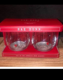 Rae Dunn Stemless Wine Glasses