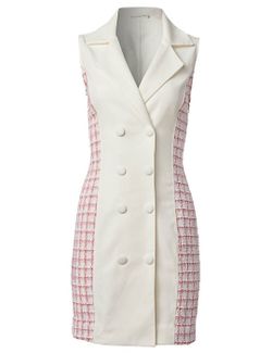 Venus - Tweed Detail Denim Dress