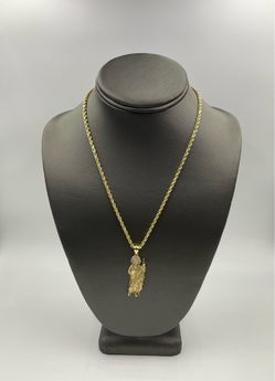 14KT YELLOW GOLD 18” ROPE LINK CHAIN 4.4GR W/ 14KT YELLOW GOLD SAN JUDAS CHARM 4.3GR