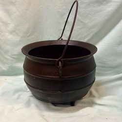Antique Cast Iron Cauldron 3-Legged Gypsy Kettle Pot Les Albert 7"H 9.5"D 9.7lbs