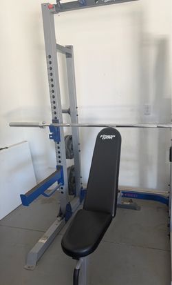 Fitness Gear Half Rack with Bench and Barbell