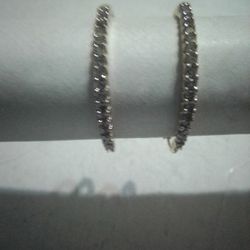 14k Gold And Diamond Hoops Earring Used