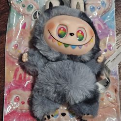 Labubu Futu Big into Energy Plush Monster Keychain Gift Black ID