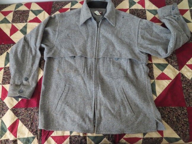 Johnson Woolen Mills Double Cape Jac Shirt Canada Gray Twill Size 2XL