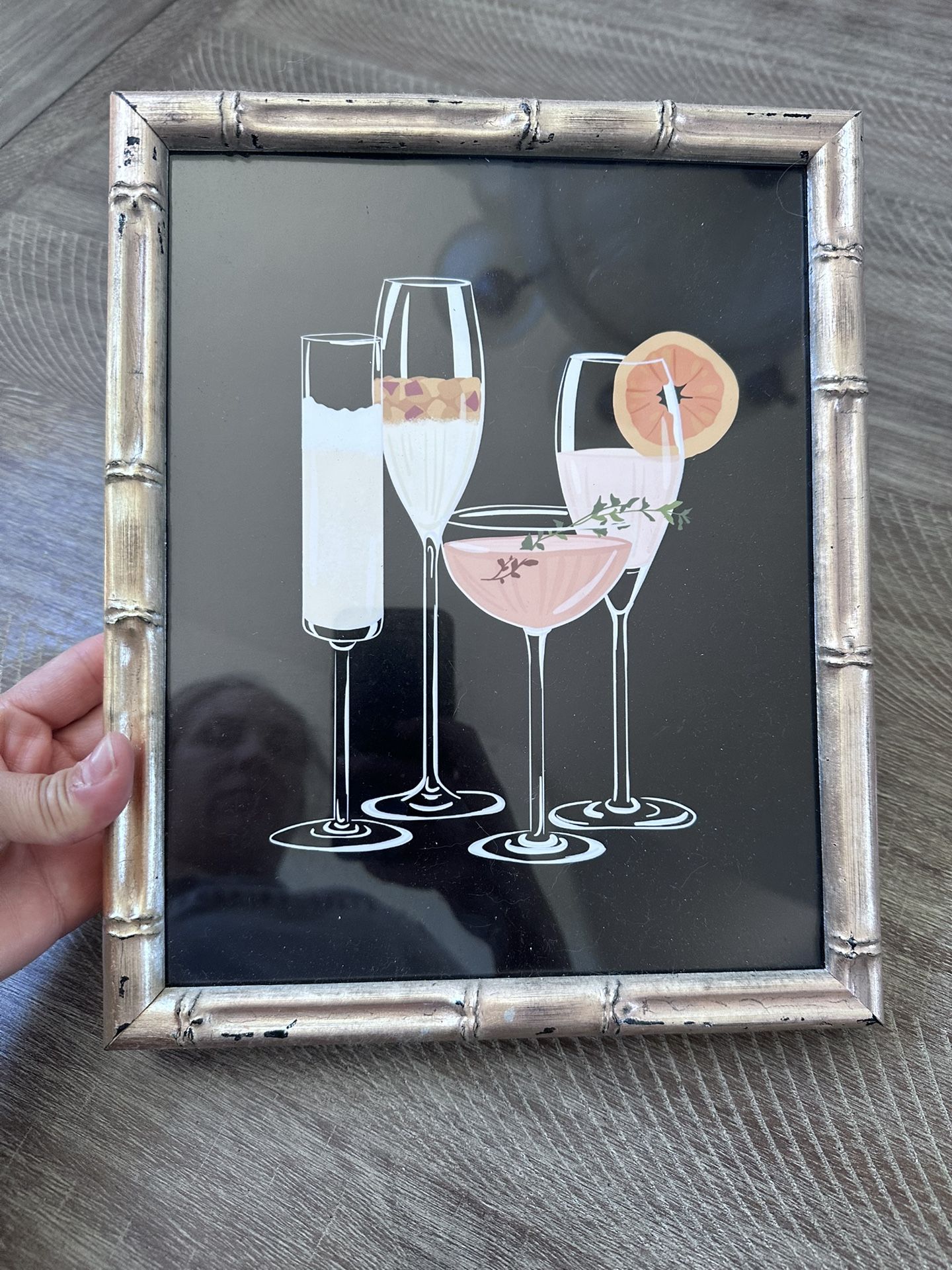 Beautiful photo of cocktails with a vintage rose gold frame