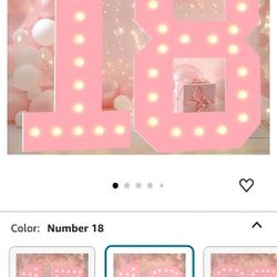 LOBOOM 3FT Light Up Numbers, Pink Giant Marquee Number Mosaic Number For Girls Women 16th Birthday Backdrop Anniversary Large Numbers For Parties