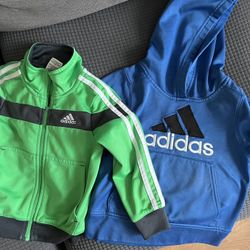 Adidas Toddler Boys Track Jacket Green- Blue Size 2T Athletic