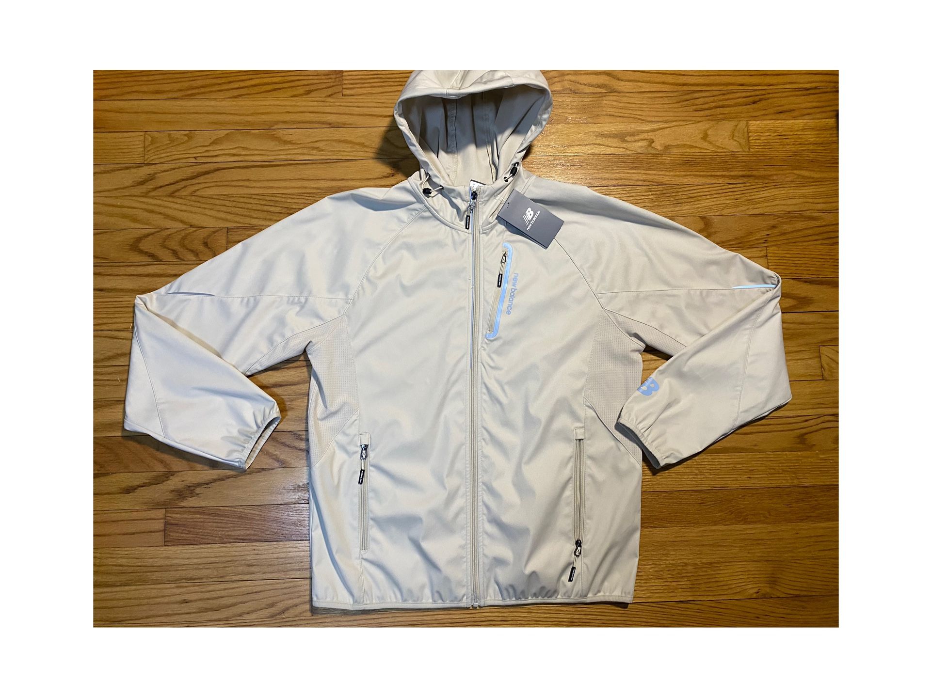 NEW BALANCE All Motion Full Zip Hoodie Jacket Men’s Sz M BEIGE New!