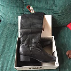 Tall Black Leather Boots-Women’s Size 8