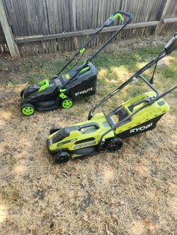 2 electric mowers