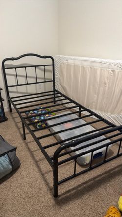 Twin size bed frame and mattress