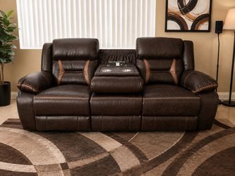Beautiful Brand New Chocolate Brown Dual Reclining Sofa