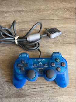 Sony PlayStation 2 PS2 Blue Transparent Controller