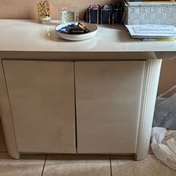 Modern White Dining Table Set w/ Matching Console Bundle (Chairs Excluded)