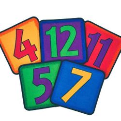 Carpets for Kids Simple Numbers  Set of 25 Squares Multi Color