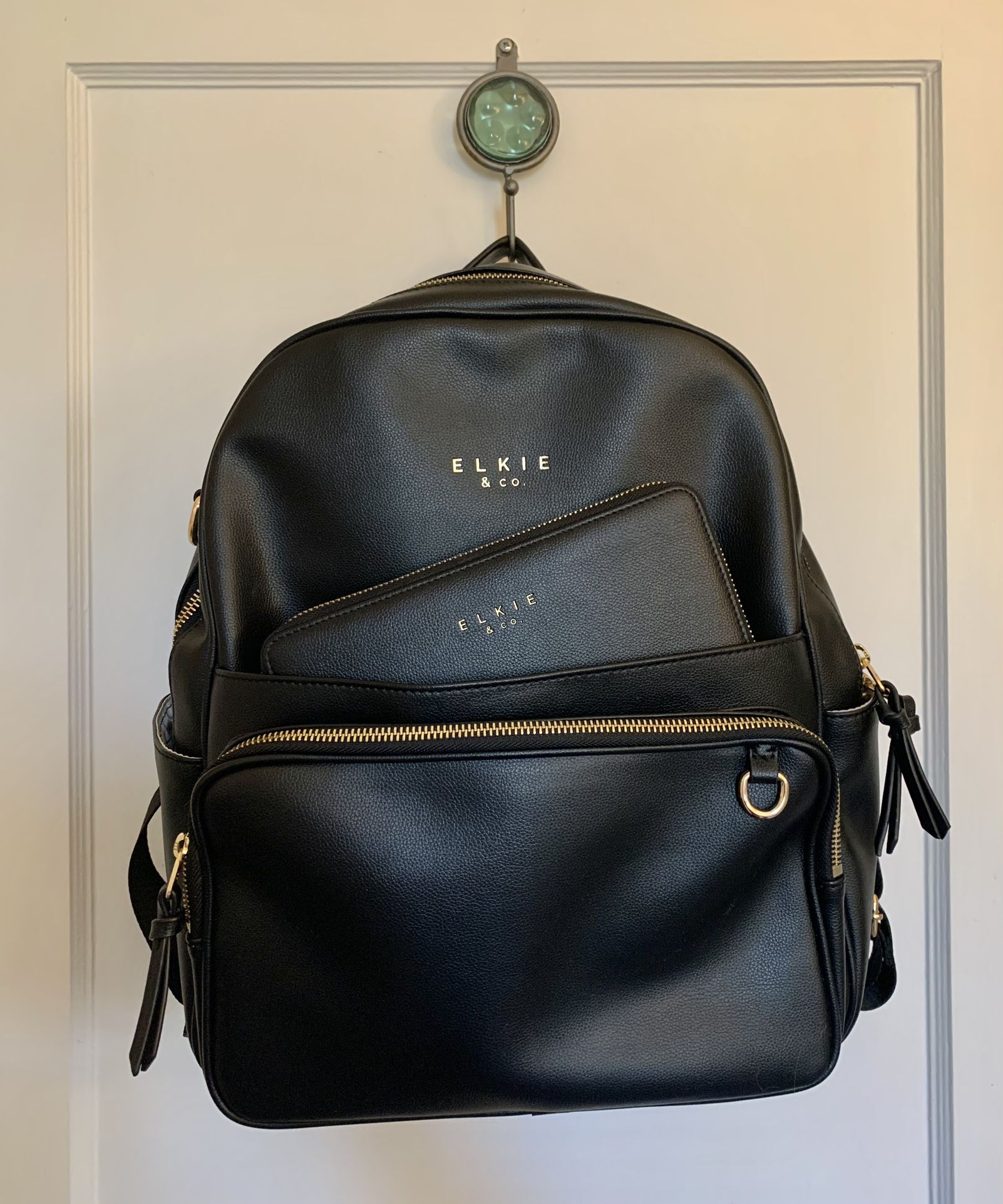ELKIE & Co. Leather Backpack & Wallet, Black 