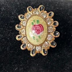 antique Hand Painted Broach 