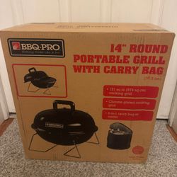 BBQ-PRO 14" Round Portable Grill with Carry Bag - NEW!