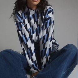 Maeve Geometric Pattern Knit Sweater