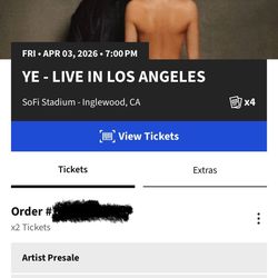 x2 Kanye FLOOR tickets for Friday 4/3