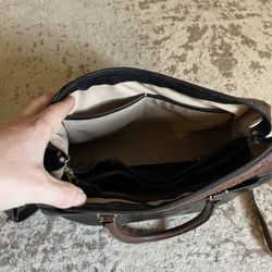 Brahmin Tuscan Collection black and brown crocodile-embossed leather handbag