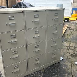 Three Clean Filing Cabinets Off White In Great Condition 