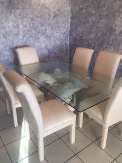 Dolphins Dining Table, Center Table and Console Table with glass top. Two (2) matching lamps free!