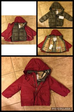 NEW Authentic Burberry Jacket Coat Kids Red Olive Green 12months