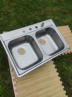 stainless steel 50/50 kitchen sink