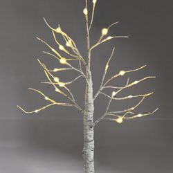 Pre-lit White Twig Birch Tree
