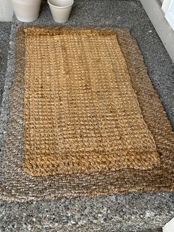 Set of two woven jute doormat rugs