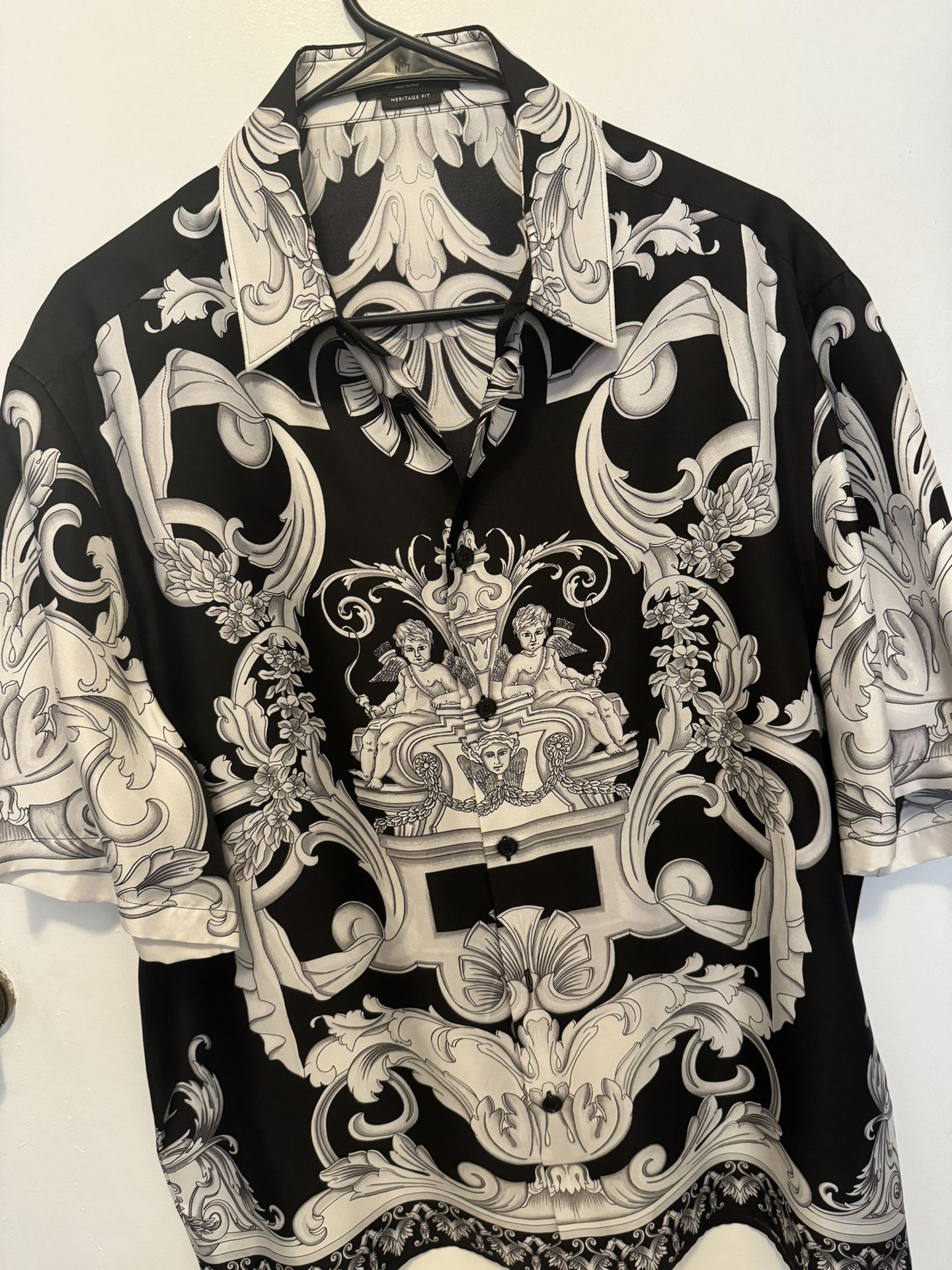 Versace Silver Baroque Silk Shirt