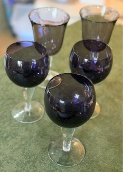 Vintage Purple Amethyst Glass Goblets