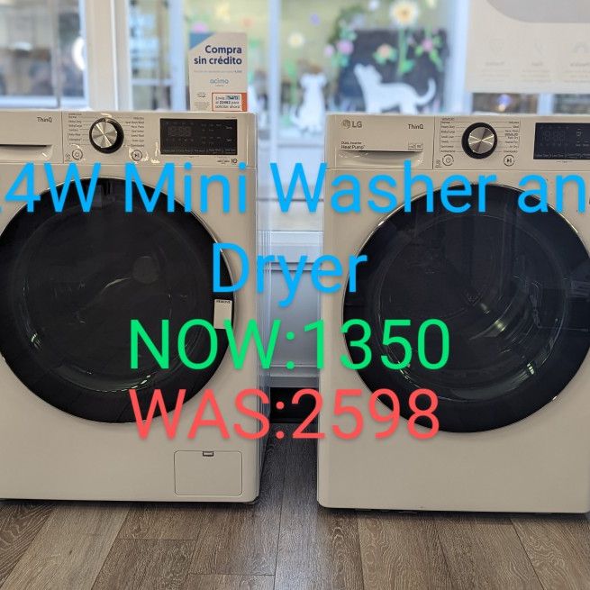 2.4cu Stackable Washer with Steam and Fabric Refresh. 4.2cu Duel Fuel Inverter HeatPump Dryer 