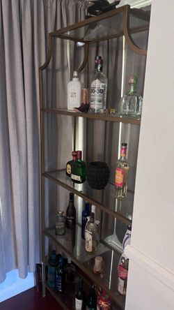Gold wooden shelves