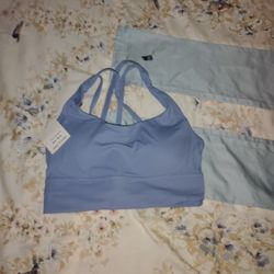 Blue Wireless Criss-Cross Back Sports Bra Medium Size 6