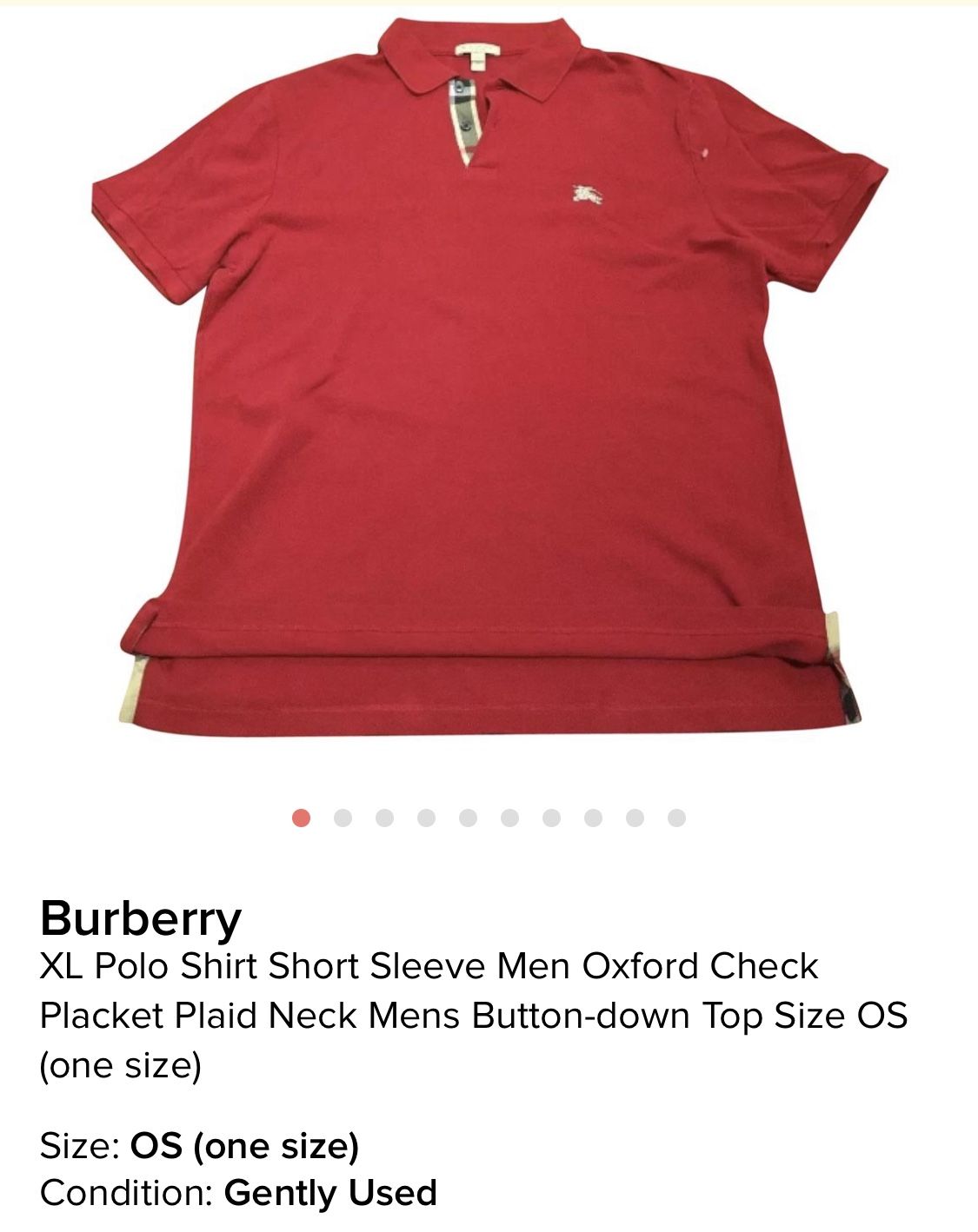 Men’s Burberry Short Sleeve Polo XL