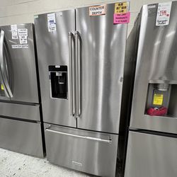Kitchen aid 23.8 cu ft French door refrigerator in print shield stanless steel counter depth