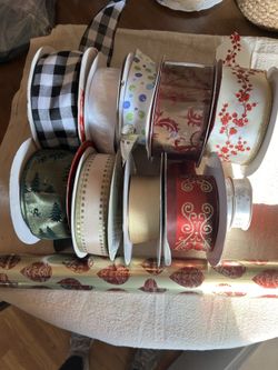 Lot of Christmas Ribbon And Wrap