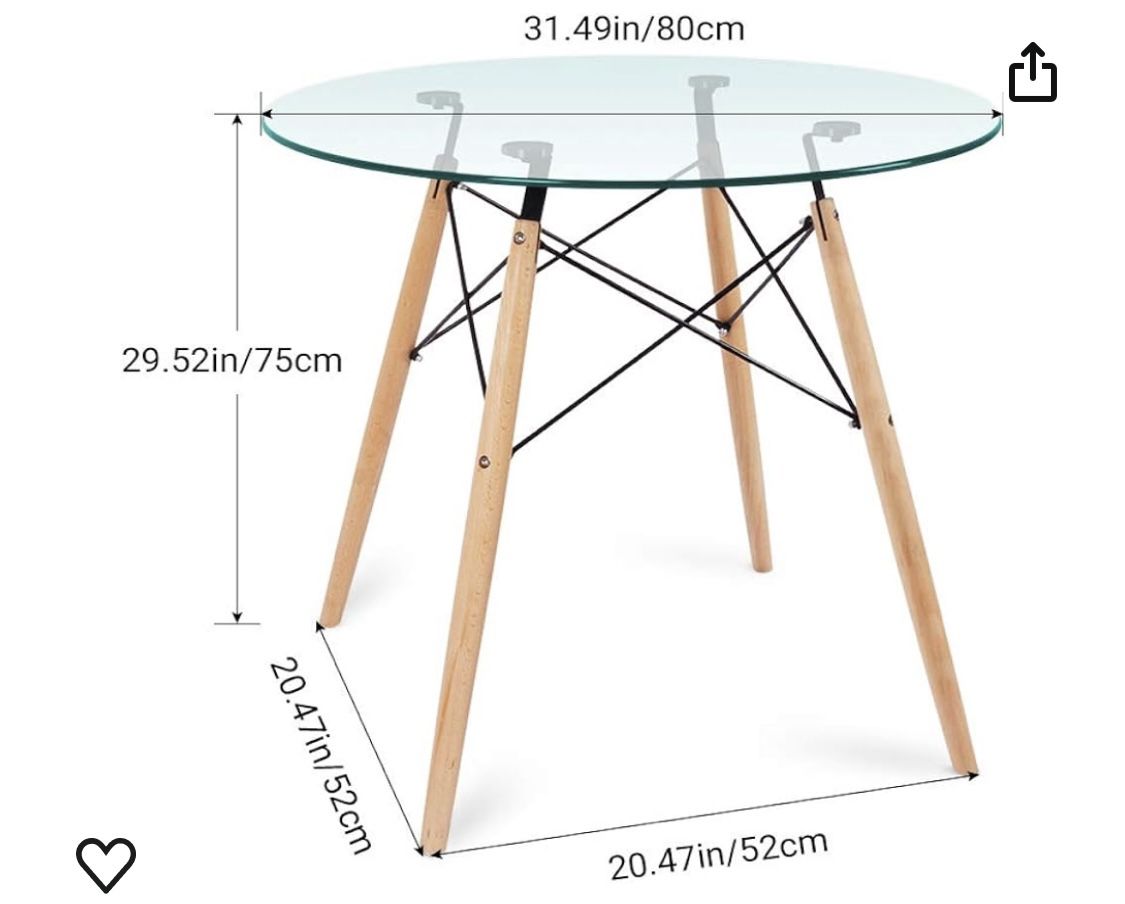 Round Glass 2 Seat Dining Table