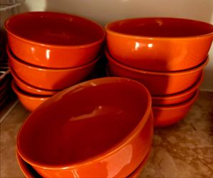 Orange ceramic dinnerware set