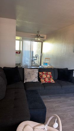 Dark Gray Sectional Sofa with Chaise