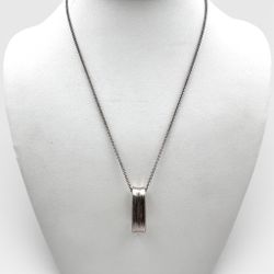 Tiffany & Co. Oval Sterling Silver Bar Pendant with 16" Necklace. (Pre-Owned)